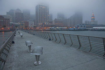 Image showing San Francisco skyline on a foggy morning