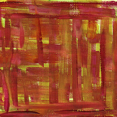 Image showing red and yellow watercolor abstract with canvas texture