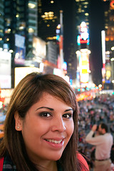 Image showing Woman In Times Square NYC