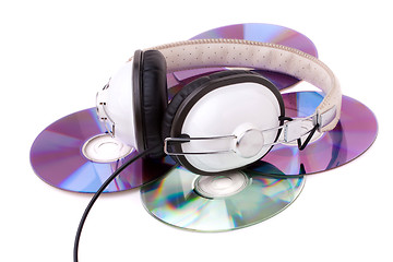 Image showing Headphones and CDs