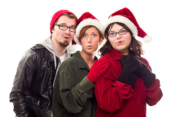 Image showing Three Friends Wearing Warm Holiday Attire