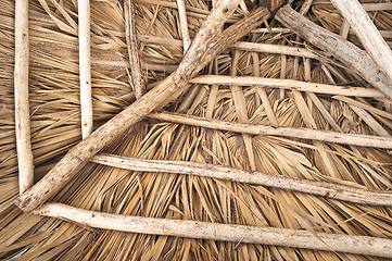 Image showing Beach hut roof structure.