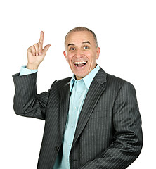 Image showing Businessman pointing up