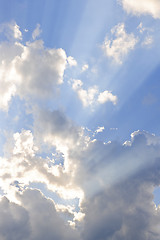 Image showing Blue sky with sun rays