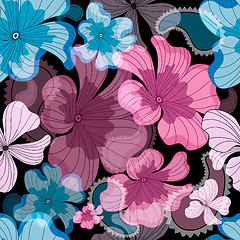 Image showing Seamless floral black pattern