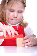 Image showing kid playing with bricks