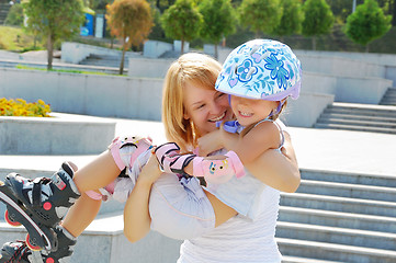 Image showing family fun rollerblading