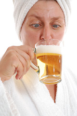 Image showing woman drinking beer