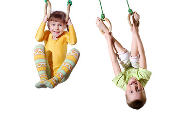 Image showing children on gym rings
