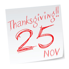 Image showing thanksgiving calendar, United States