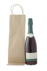 Image showing champagne bottle and brown bag