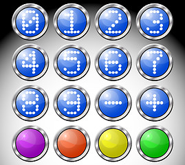 Image showing Set of multicolored glasses round buttons