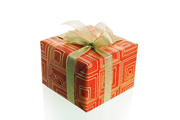 Image showing Multi-coloured boxes with gifts, it is isolated on white