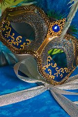 Image showing  New Year's and Christmas ornaments and a carnival a mask