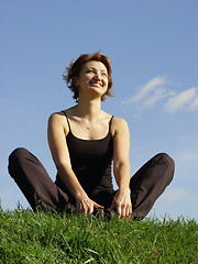 Image showing Young woman enjoying life outdoor