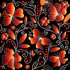 Image showing Seamless floral dark pattern