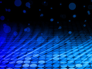 Image showing Winter Disco Abstract Blue Waves on Black Background