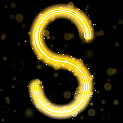 Image showing Alphabet Golden Letters with Glitter and Sparkles