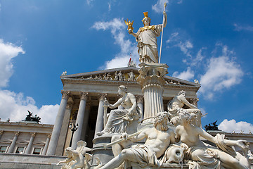 Image showing Austrian Parliament building with statue of Athena