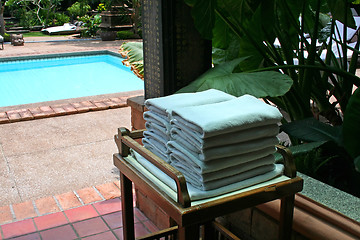 Image showing Poolside towels