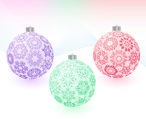 Image showing Christmas-balls with snowflakes texture