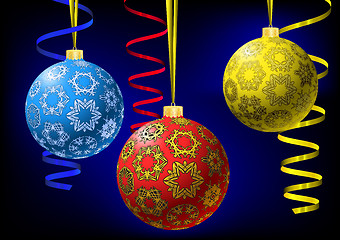 Image showing Christmas-balls with snowflakes texture