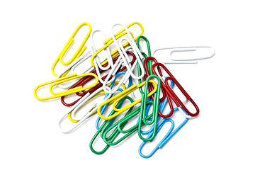 Image showing Colorful paperclips