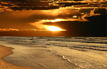 Image showing Sun Breaks Through Over Beach
