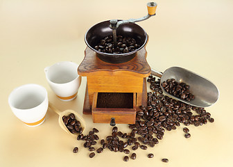 Image showing Coffee Grinder And Beans