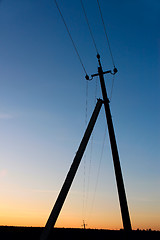 Image showing Electric pillar after sunset