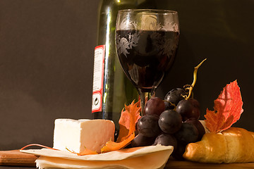Image showing Cheese and wine