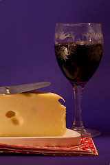 Image showing cheese and wine