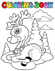 Image showing Coloring book Christmas reindeer 1