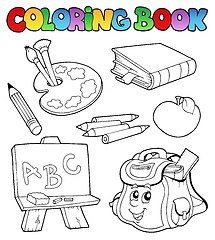 Image showing Coloring book with school images 1