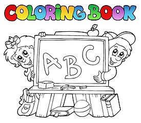 Image showing Coloring book with school images 2