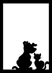 Image showing Frame with cat and dog silhouette