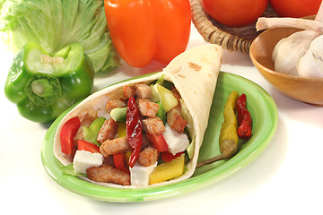 Image showing Wrap with turkey strips