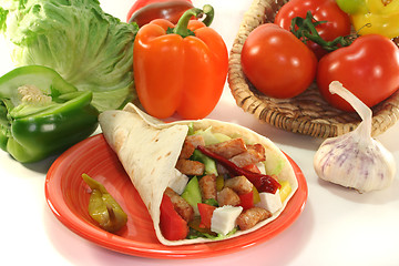 Image showing Wrap with turkey strips