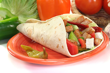 Image showing Wrap with turkey strips