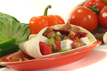 Image showing Wrap with turkey strips