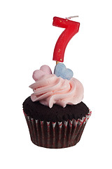 Image showing Mini cupcake with number seven candle