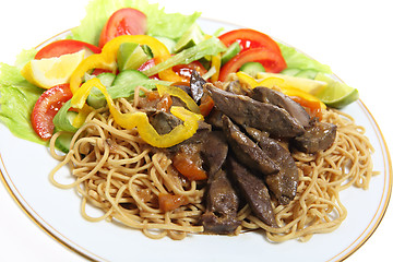 Image showing Liver on noodles angled