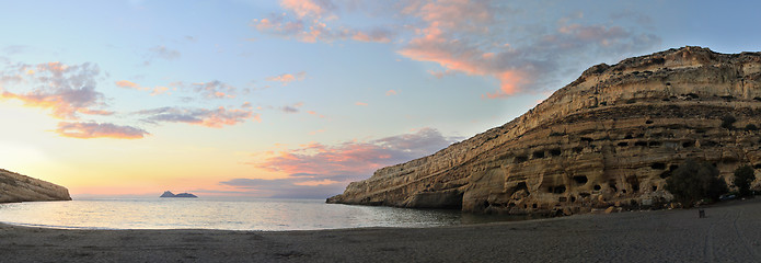 Image showing Matala sunsest panorama