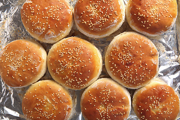 Image showing Burger buns from above