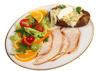 Image showing Cold turkey and salad