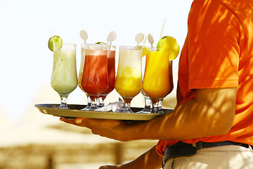 Image showing Drinks on the beach - Enjoy
