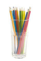 Image showing Colored pencils in glass