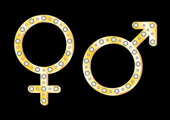 Image showing Gold gender symbols