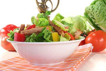 Image showing Mixed salad with strips of turkey