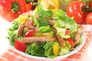 Image showing Mixed salad with strips of turkey